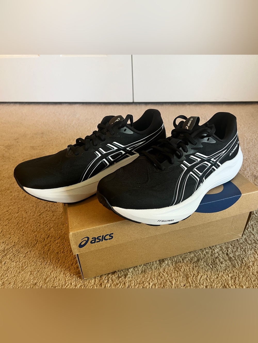 Asics Black and White Men's Athletic Running Shoes